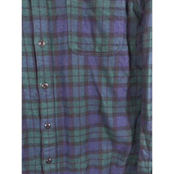 J Crew Flannel Shirt Medium Slim Mens Button Up Black Watch Plaid Academia Prep - Picture 4 of 12